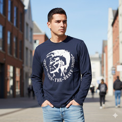 Vintage Y2K $78 DIESEL Navy Blue ACHEL Long Sleeve Slim Fit Designer T-shirt NWT