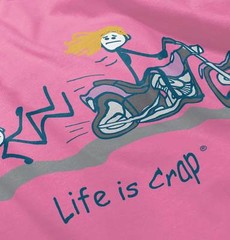 Life is Crap Biker Babe Funny Biking Fail Mens Short Sleeve Crewneck Tee