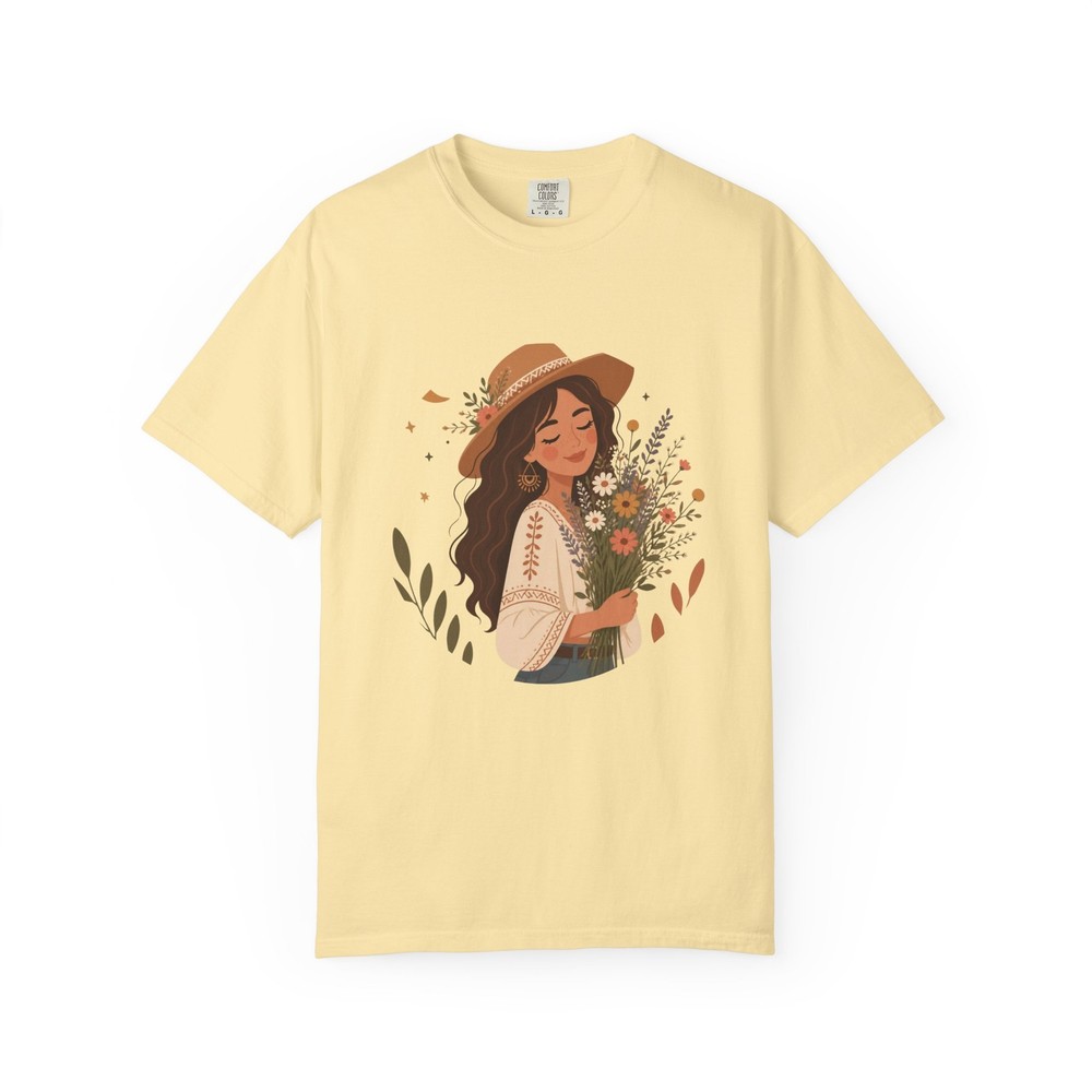 Girl with Wildflowers T-Shirt | Faith Over Fear 2 Timothy 1:7