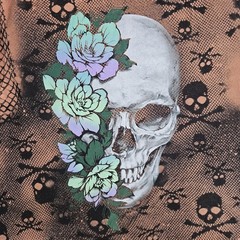 DOM It’s All About The Art Adult Unisex L T-Shirt Skull With Flowers Black