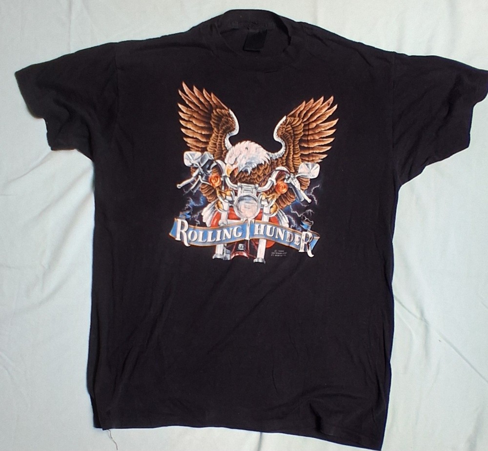 Vintage 3D Emblem Harley Davidson Shirt Rolling Thunder