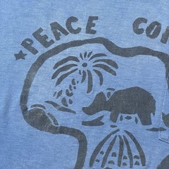 Vintage 70s Liberia Shirt Peace Corps Pocket Size 36 Stencil 60s Military Africa