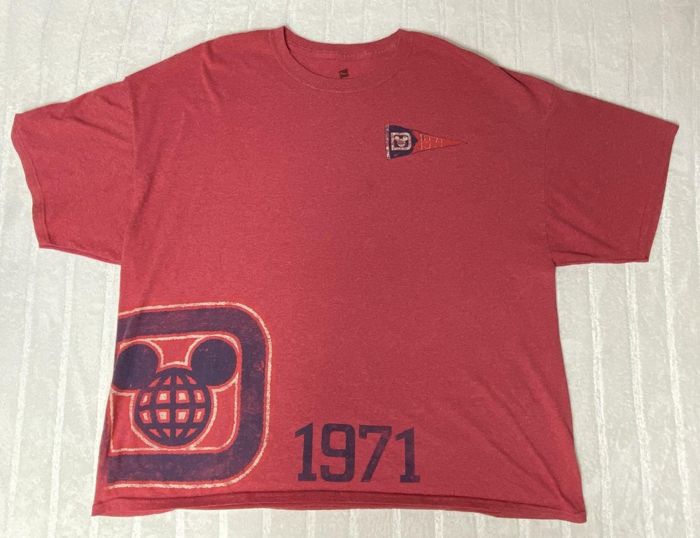 Disney Parks Shirt Mens 3XL Red Mickey Mouse 1971 Logo Hanes ComfortBlend
