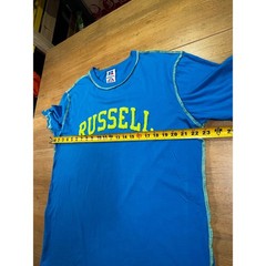 Russell Athletic Blue Yellow Stitch T Shirt Mens Medium Short Sleeve Crew Neck