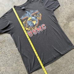 VTG 80s USMC Just Brass 3D Emblem Black T-Shirt Size Large