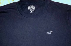 Hollister Must Have Collection Men’s Navy Blue T-Shirt, Logo Accent, Size Large