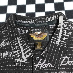 Vintage Harley Davison biker Hawaiian style all over print button up Shirt 3XL