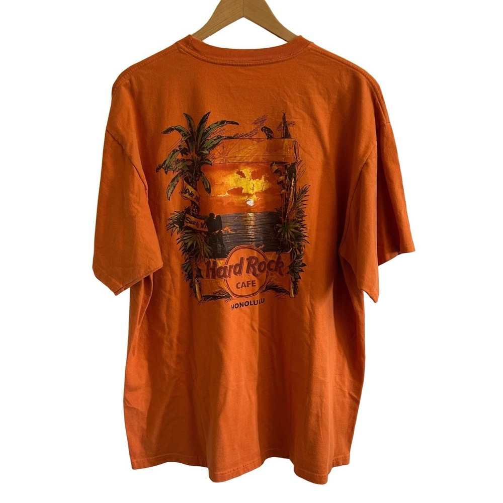 Hard Rock Cafe Honolulu T-shirt Men’s 2XL Tropical Sunset Graphic Print 2 Sides
