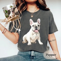 Custom Pet Portrait Watercolor Comfort Tee Personalized Dog Cat Shirt