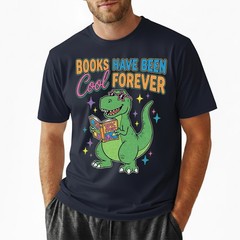 Books Have Been Cool Forever T-Shirt Funny Dinosaur Reading T-Rex Kids Gift