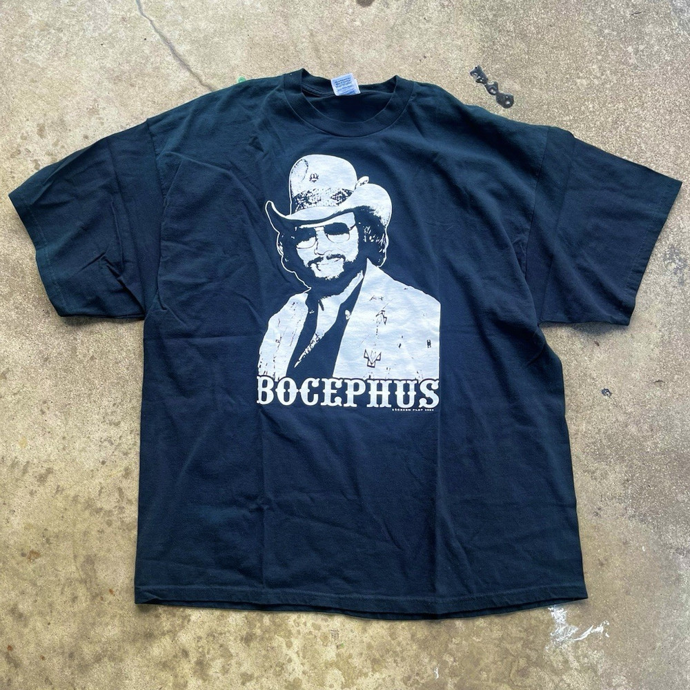 Vintage Men’s 2XL Black Cotton Hank Williams Bocephus Graphic T-Shirt 2004