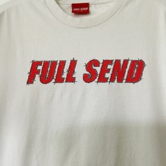 Full Send Black Barbed Wire Logo Men’s White T-Shirt Size Large