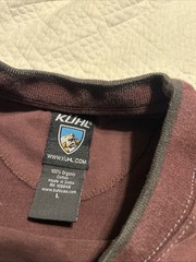 KUHL Shirt Mens Large Burgundy Red Gray Long Sleeve Organic Cotton Crewneck Tee