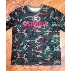 Nike Georgia Bulldogs Camo Long Sleeve Dri-FIT Shirt Mens Large USA Flag Patch