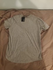 Buck Mason Mens Medium Heather Gray Pima Curved Hem T Shirt