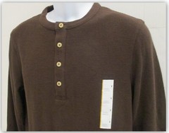 Long Sleeve Textured 4 Button HENLEY Shirts Goodfellow Tan / Brown / Green
