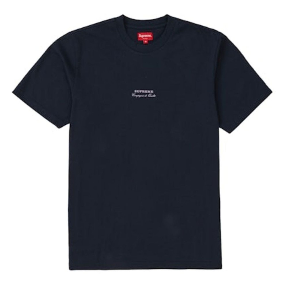 Supreme Qualite Tee Navy SS19 New In Bag Logo Crewneck T-Shirt Medium