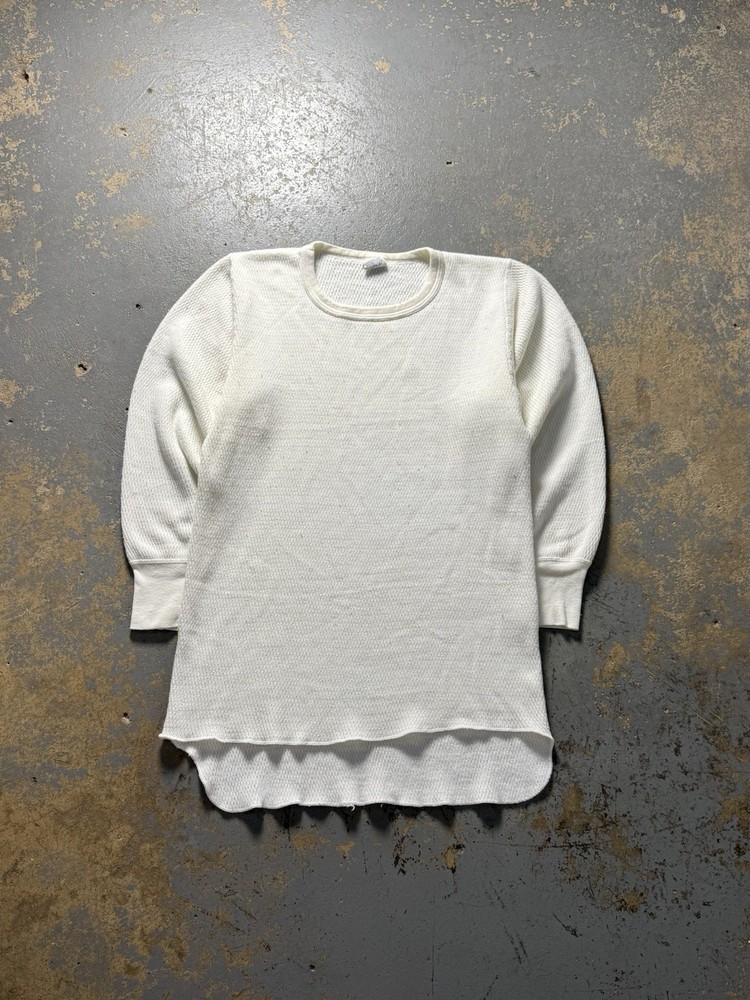 Vintage 90s Waffle Knit Thermal Long Sleeve Shirt-Size XL