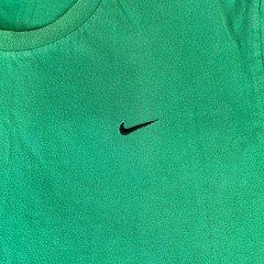 Vintage Y2K Nike T-Shirt Men’s Large Green Embroidered Swoosh Logo Short Sleeve