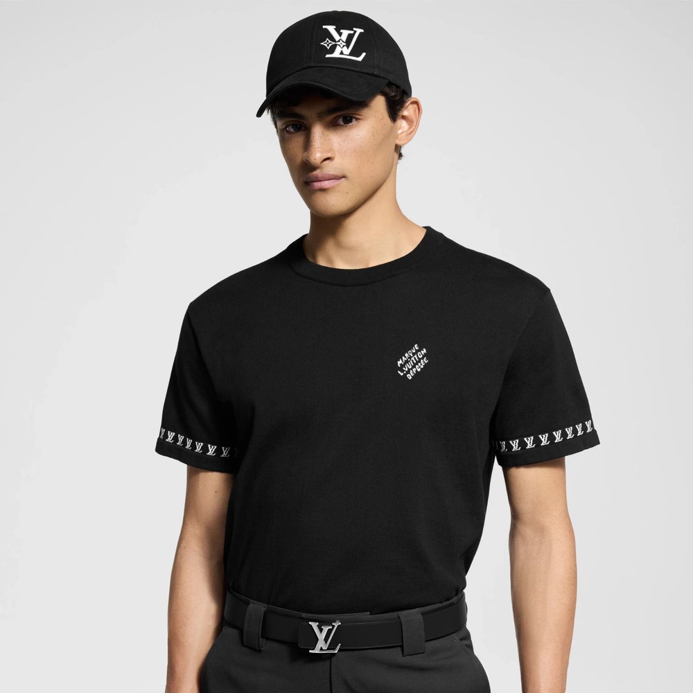 Louis Vuitton LV Monogram Short Sleeved Cotton Crewneck T-Shirt Black Size M