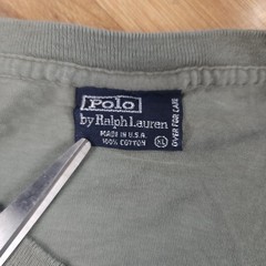 Polo Ralph Lauren Tee Mens L Gray Cotton Red Pony Pocket Single Stitch Made USA