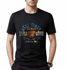 New Fashion Diamond Rhinestones Bulldog Luxury Men T-Shirt High Quality