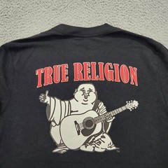 True Religion Shirt Men Small Jet Black Heavy Buddha Tee Short Sleeve Cotton New