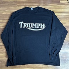 Triumph Motorcycles T-Shirt Mens XL Black Retro Long Sleeve White Logo Biker