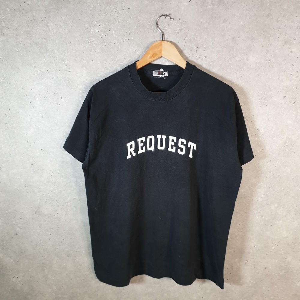 Vintage Request Jeans USA 90s Single Stitch T Shirt Mens Small Black