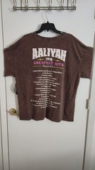 Aaliyah Greatest Hits 1996 Brown Graphic T-Shirt Distressed-Washed Look Size L