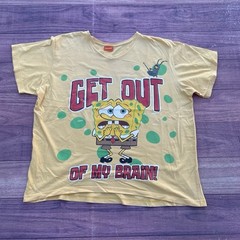 Vintage 2002 Nickelodeon Sponge Bob Square Pants Yellow V Neck Shirt 26×28 L-XL