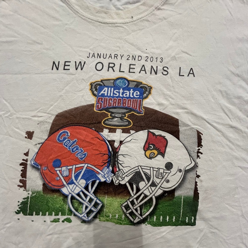 Unbranded T-Shirt Mens Size 2XL White 2013 Sugar Bowl NCAA Football Gators Cards