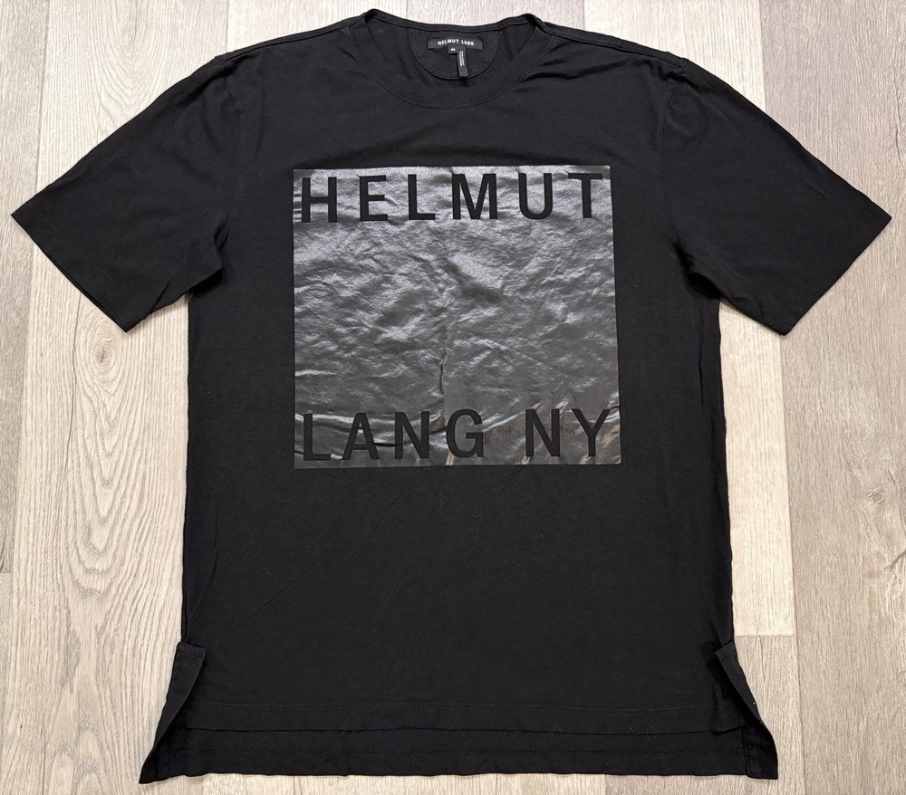 Helmut Lang Men’s Black on Black Box Fit Film Print T-Shirt – XS