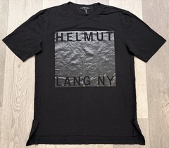 Helmut Lang Men’s Black on Black Box Fit Film Print T-Shirt – XS
