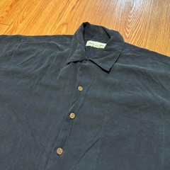 Tommy Bahama Men’s Shirt Button Up Silk Embroidered Tiger Black Size Large