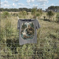 River Otter Shirt Wildlife Nature Mountain Waterfall Graphic Unisex Outdoor Tee