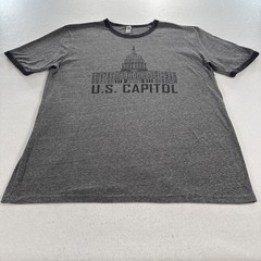 Vintage Washington DC United States Capitol Ringer Shirt Gray Rare Made In USA