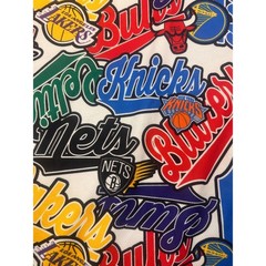 NBA All Over Print Team Logo T-Shirt Mens XL Lakers Bulls Knicks Nets Heat Multi