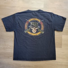 Vintage 90s Y2K USMC Long Range Death US Marine Corps Sniper Tshirt Size XL