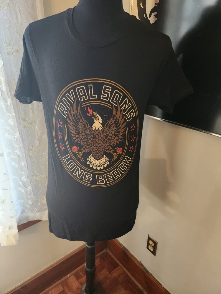 NWOT Rival Sons Long Beach CA Eagle Graphic Print Black Deadstock T Shirt Size M