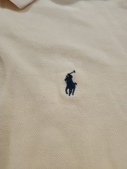 Polo Ralph Lauren Mens L Butter Yellow 100% Cotton T Shirt Blue Pony Long Sleeve