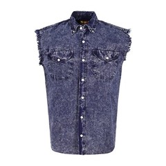 BUTTON-DOWN SLEEVELESS DENIM SHIRTS FOR MEN – 100% COTTON