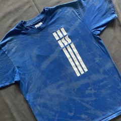 Vtg 1980s Integrated Service Solutions T Shirt Mens L Blue Bleach Dye Hanes 80s