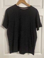 denim flower ricky singh t shirt Navy Blue, Red, & White Polka Dot Short Sleeve