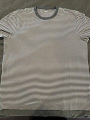 NWT Madewell Mens Garment Dyed Allday Crewneck Tee Green Stripe Size Large NM162