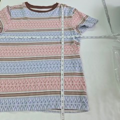 Original Use T-Shirt Mens Small Blue Pink Brown Geometric Stripe Crew Neck Tee
