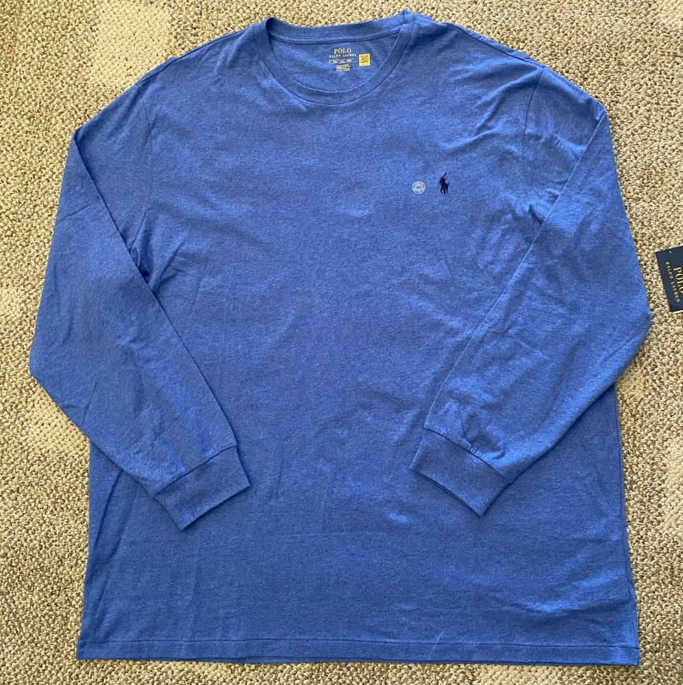 Polo Ralph Lauren T-Shirt Long Sleeve 100% Cotton Blue Mens Size 3LT TALL
