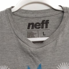 Neff Mens Gray T-Shirt Crew Neck Short Sleeve Graphic Pullover Machine Wash L