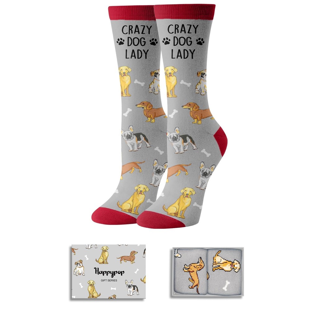 Funny Socks Dog Women Lady Crazy Pet Lovers Lady Novelty Crew Casual