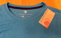 NWT Southern Proper Mens Malibu Blue Lightweight Tee with Boating Scene, M
